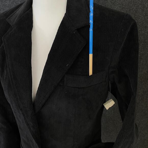 Vintage Kathy Davis Black Corduroy Blazer Women’s 10 Button Front Jacket Lined - Picture 9 of 13